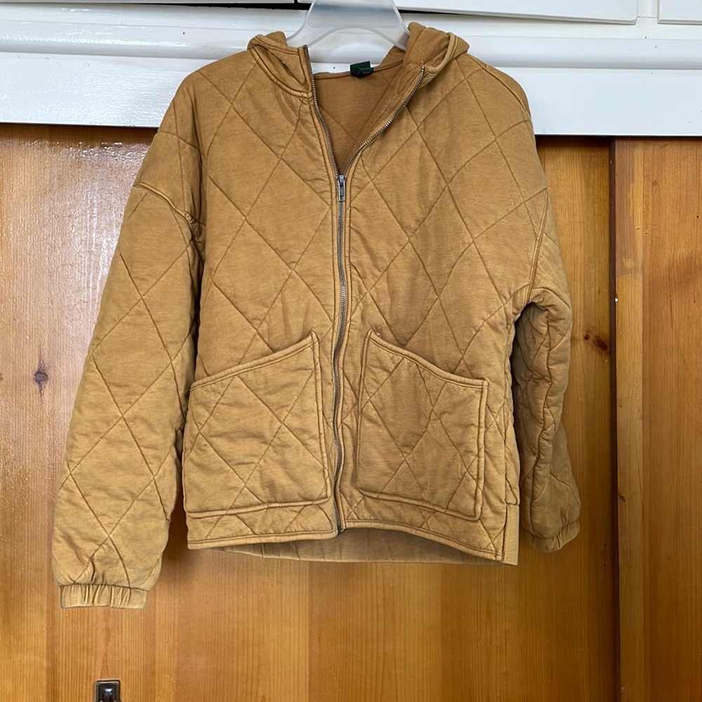 Mustard quilted wild fable hooded zip up jacket